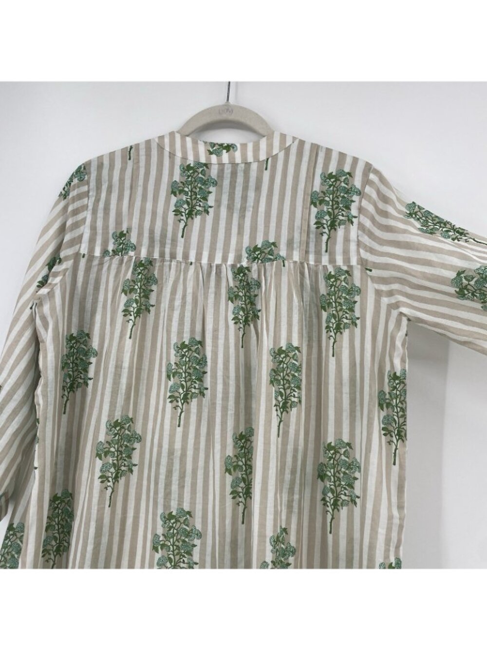 Tuckernuck Womens XS Cream Green Floral Stripes Coastal Tropical Tunic Dress - Picture 12 of 16